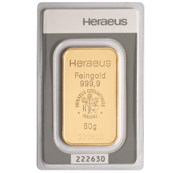 Guldtacka 100 gram -  Heraeus - Präglad